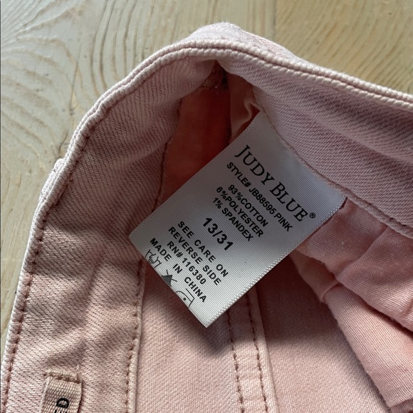 Judy Blue Light Pink Distressed Flare Jeans - Picture 3 of 4